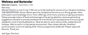 "Waitress Wanted"  [e.g.  Female server]